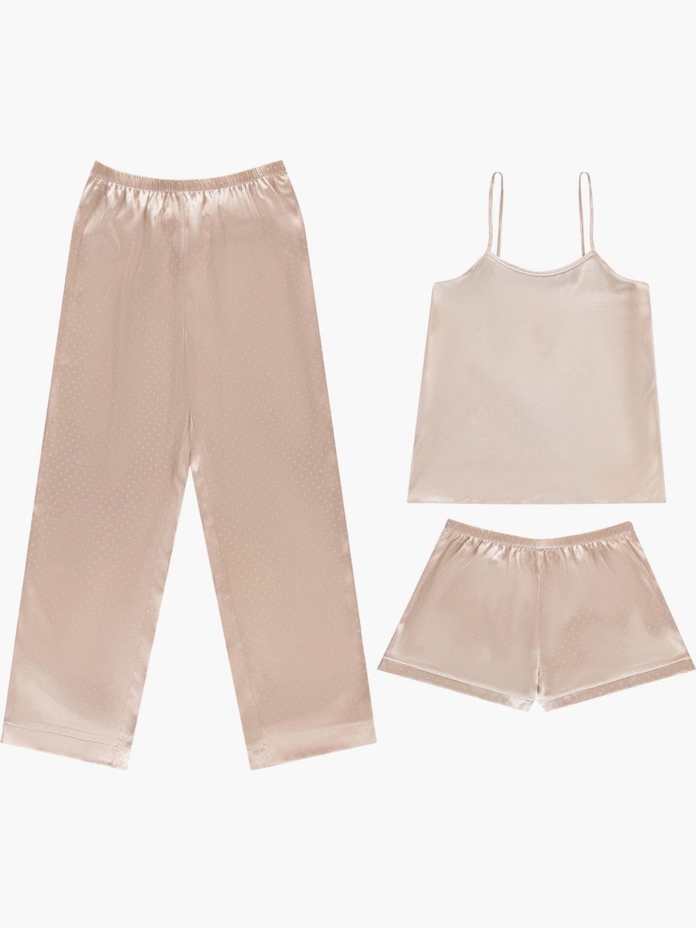 Flora Nikrooz Satin 3-Piece Pajama Set in Blush